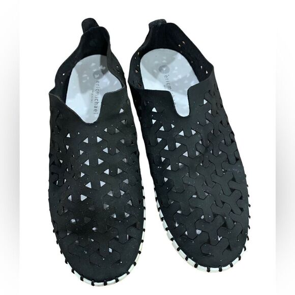 Eric Michael Inez Black Perforated Leather Slip On Made in Italy Sz 39 - Picture 4 of 10